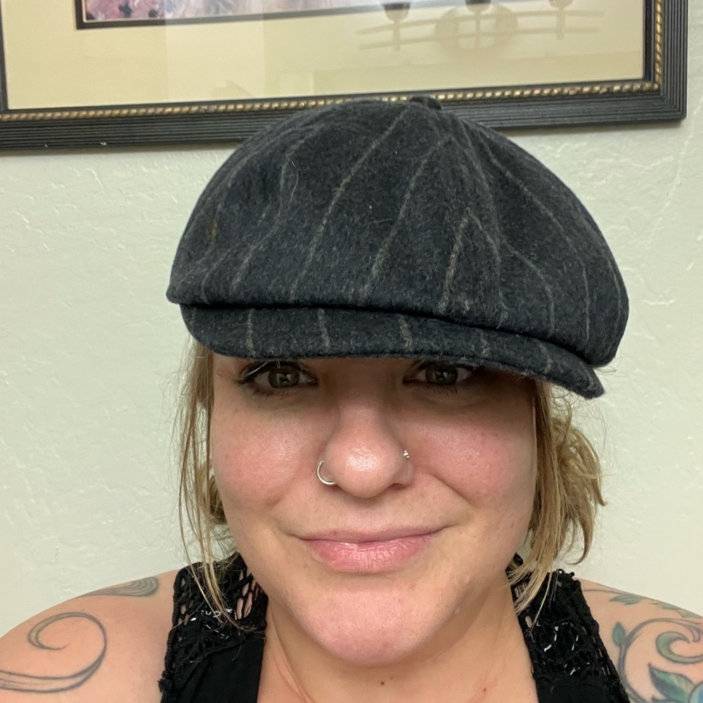 Goorin Bros 8 panel Charcoal Striped Gatsby Hat: medium